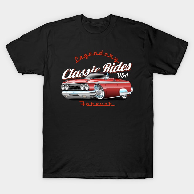 Legendary Classic Rides USA Forever Car Cartoon T-Shirt by hobrath